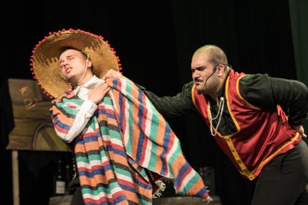 Live performance of Zorro pantomime showcasing expressive acting at Fondazzjoni Teatrali Silvio Fleri Soler. Actors performing Zorro pantomime on stage at Fondazzjoni Teatrali Silvio Fleri Soler.